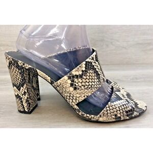 Vince Women's Mule Heel Black Snake Python Print Sandal 10 Made Shoes Sandals